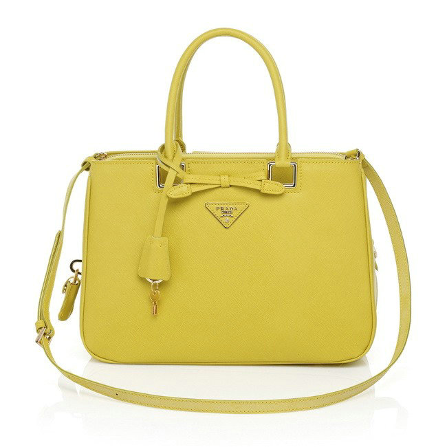 2014 Prada saffiano calfskin tote BN2244 lemonyellow